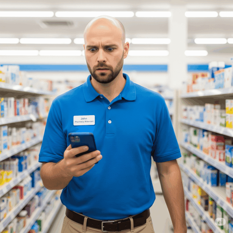 atendente homem farmacia